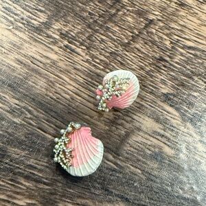 Pink and Gold Shell Earrings